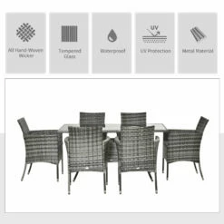 Outsunny 7pc Rattan Garden Furniture Dining Set Wicker Patio Conservatory Seater -OUTSUNNY Shop KyXa0917eecc2921c jpg