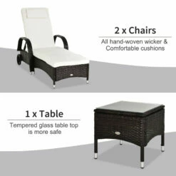 Outsunny Rattan Lounger Set With Side Table - Brown -OUTSUNNY Shop L0qa0917eecc29e8c jpg