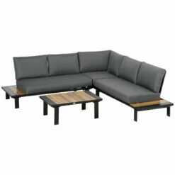 Outsunny Garden Corner Sofa With Table And Side Tables - Black -OUTSUNNY Shop L3Fdaa1802aec7bdd jpg