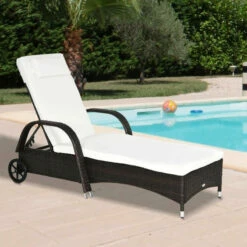 Outsunny Rattan Sun Lounger - Brown -OUTSUNNY Shop LGsf4318123b8bc2a jpg
