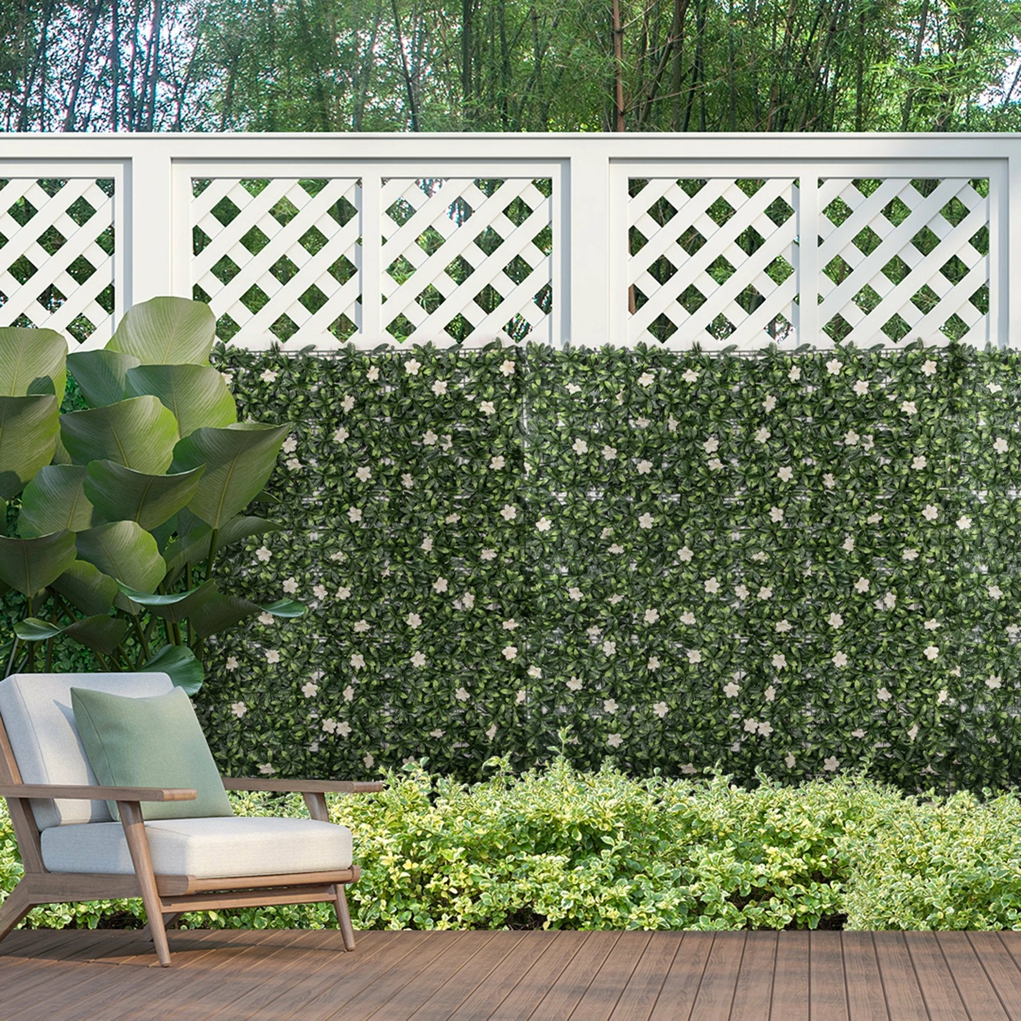 Outsunny Faux Green Floral Wall Trellis - 12 Pieces 5 Outsunny Faux Green Floral Wall Trellis - 12 Pieces - Image 3