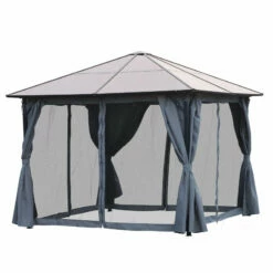 Outsunny Hardtop Gazebo With Aluminium Frame And Curtains 3 X 3m - Black -OUTSUNNY Shop LJ9daa18746d3c4e4 jpg