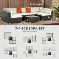 Outsunny Outdoor Rattan Furniture Sectional Sofa Set 7 Piece - Brown & Cream -OUTSUNNY Shop LNra0918679011d9d jpg