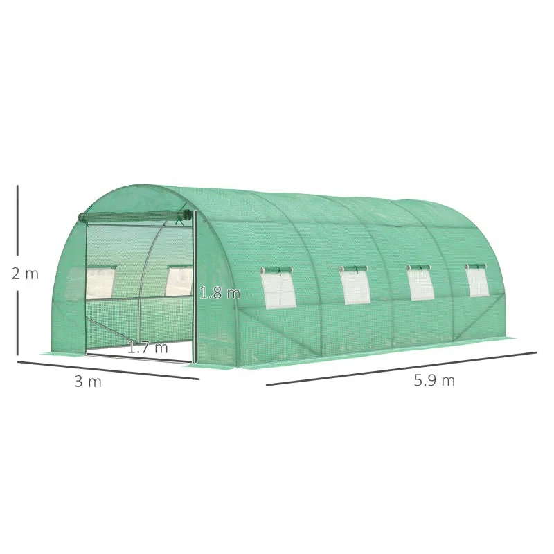 Outsunny Greenhouse Tunnel 6 X 3 M - Green 5 Outsunny Greenhouse Tunnel 6 X 3 M - Green - Image 3