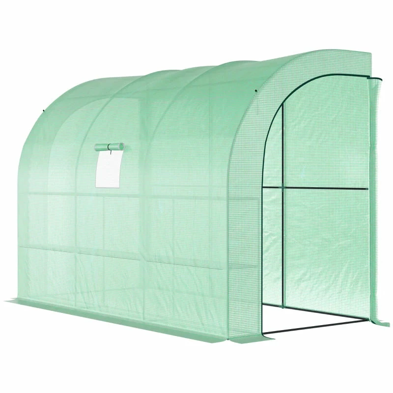 Outsunny Lean To Greenhouse 300L X 150W X 215Hcm - Green 13 Outsunny Lean To Greenhouse 300L X 150W X 215Hcm - Green - Image 11