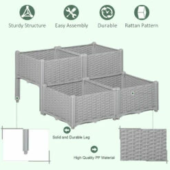 Outsunny Raised Bed Plastic Set Of 4 40x40x44cm - Grey 18 Outsunny Raised Bed Plastic Set Of 4 40x40x44cm - Grey -OUTSUNNY Shop Lwya091801c80ad8e jpg