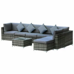 Outsunny Rattan Corner Sofa Set 8 Piece - Grey -OUTSUNNY Shop M9zdaa17eecc28cc0 jpg