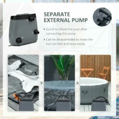 Outsunny Round Hot Tub 4 Person, Light Grey -OUTSUNNY Shop MTdb1018041c96579 jpg