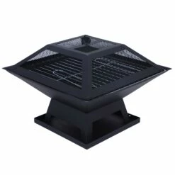 Silver & Stone Outdoor Fire Pit & BBQ Grill - Barbecue Grill Outdoor