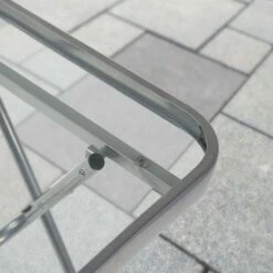 Silver & Stone Folding Side Table With Glass Top 40cm X 40cm X 46cm -OUTSUNNY Shop MicrosoftTeams image 412