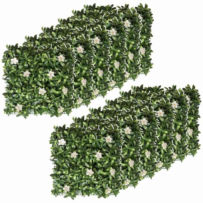 Outsunny Faux Green Floral Wall Trellis - 12 Pieces 3 Outsunny Faux Green Floral Wall Trellis - 12 Pieces