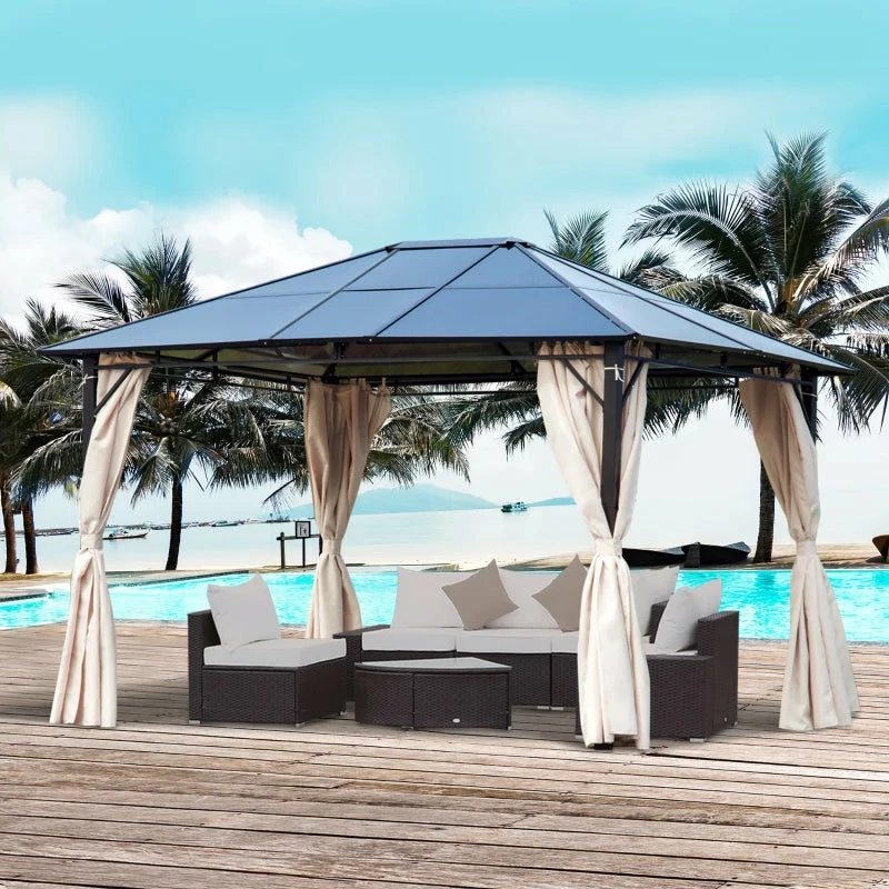 Outsunny Hardtop Gazebo 3.6m X 3m - Brown 16 Outsunny Hardtop Gazebo 3.6m X 3m - Brown - Image 14