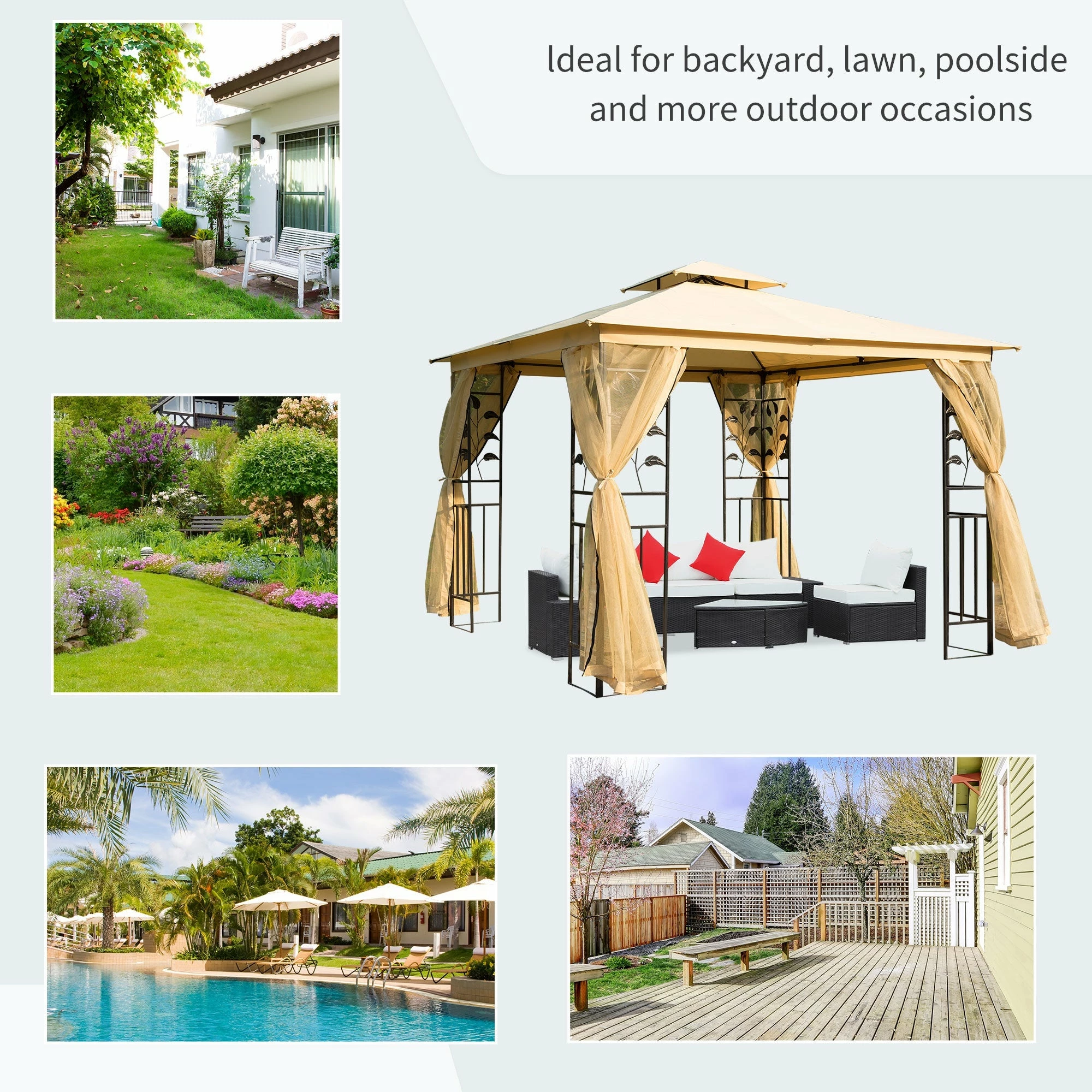 Outsunny Netting Gazebo - 4 Piece Sidewalls 9 Outsunny Netting Gazebo - 4 Piece Sidewalls - Image 7