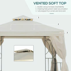 Outsunny Metal Gazebo With Curtains 3 X 3m - Beige 16 Outsunny Metal Gazebo With Curtains 3 X 3m - Beige -OUTSUNNY Shop O3va09181942673d3 jpg