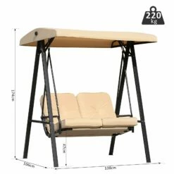 Outsunny 2 Seater Garden Outdoor Swing Chair Lounger Hammock Bench W/ Steel Frame Cushions Adjustable Tilting Canopy Patio Beige -OUTSUNNY Shop O3ye6617dc1273722 13039a4f c0f0 4787 91e6 2f05fb5f93b2