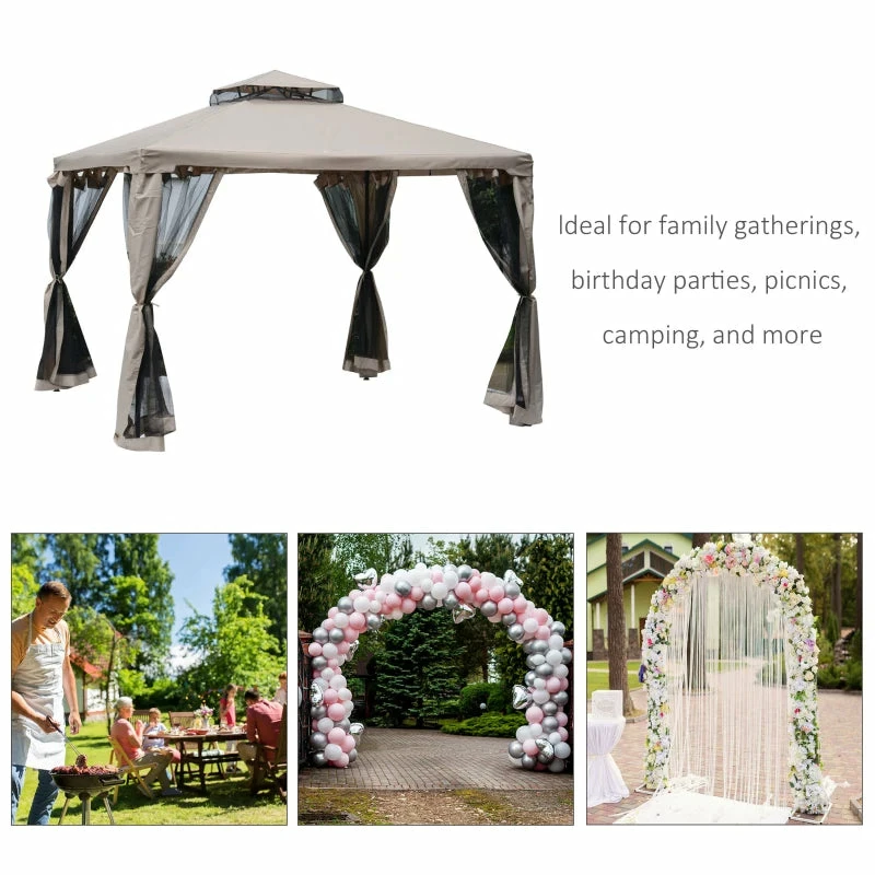Outsunny Outdoor Gazebo 295L X 295W X 263Hcm-Taupe 6 Outsunny Outdoor Gazebo 295L X 295W X 263Hcm-Taupe - Image 4