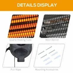 Outsunny Wall Mount Electric Infrared Patio Heater 220V-240V Black -OUTSUNNY Shop OeX75617edc657c65