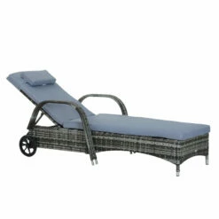 Outsunny Rattan Sun Lounger W/ Cushion - Grey -OUTSUNNY Shop OuAdaa18827c53c57 jpg