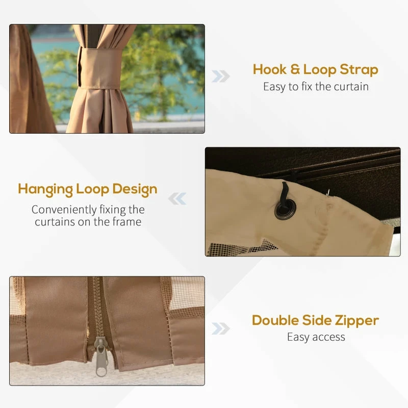 Outsunny Hardtop Gazebo With Curtains 3.6 X 3m - Brown 8 Outsunny Hardtop Gazebo With Curtains 3.6 X 3m - Brown - Image 6