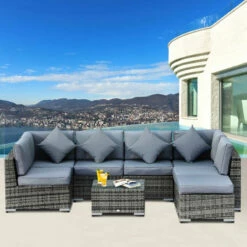 Outsunny Rattan Corner Sofa Set 8 Piece - Grey -OUTSUNNY Shop PJJ6ff17eecc28cc0 jpg