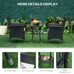 Outsunny-3 Piece Rattan Bistro Set - Black -OUTSUNNY Shop PWkb1017eecc2a467