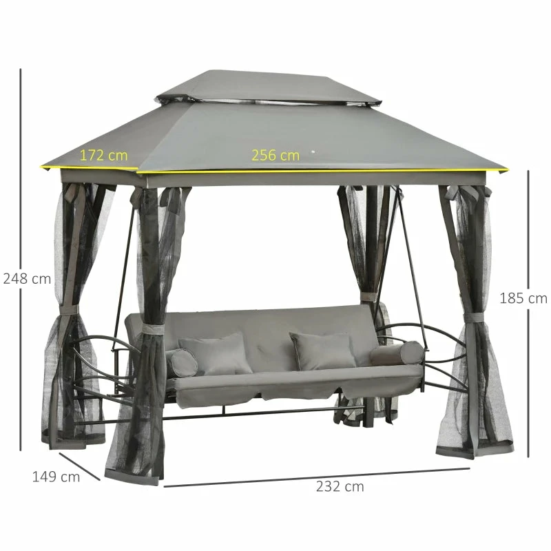Outsunny Gazebo Swing Seat - Grey 5 Outsunny Gazebo Swing Seat - Grey - Image 3