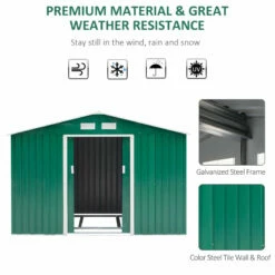 Outsunny Galvanised Metal Garden Shed 9ft X 6ft - Green -OUTSUNNY Shop PuWa09188d3a6e87c jpg