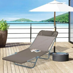 Outsunny Adjustable Sun Bed Lounger - Coffee Brown -OUTSUNNY Shop PvS756186a63a9b93 jpg