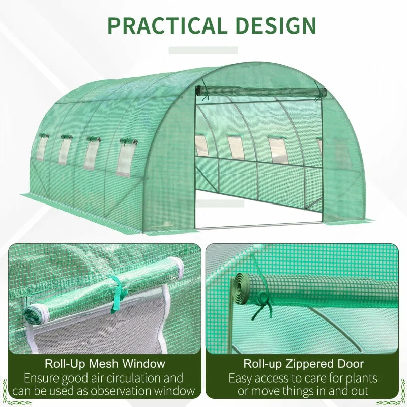 Outsunny Greenhouse Tunnel 6 X 3 M - Green 8 Outsunny Greenhouse Tunnel 6 X 3 M - Green - Image 6