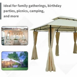 Outsunny Metal Gazebo 4m X 3(m) Beige -OUTSUNNY Shop QKw88c1837907463f jpg
