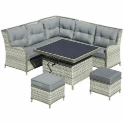 Outsunny Outdoor Wicker Sofa Furniture Set 1.2m 6 Piece - Grey -OUTSUNNY Shop QQcdaa17f01012463 jpg