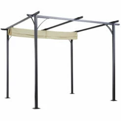 Outsunny Outdoor Metal Pergola With Retractable Awning Canopy 3x3m - Beige -OUTSUNNY Shop RLEdaa18379073ae7 jpg