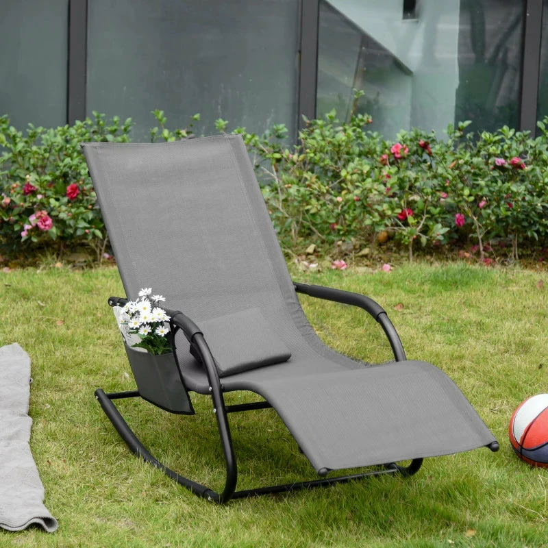 Outsunny Lounger Rocking Chair - Grey 12 Outsunny Lounger Rocking Chair - Grey - Image 10