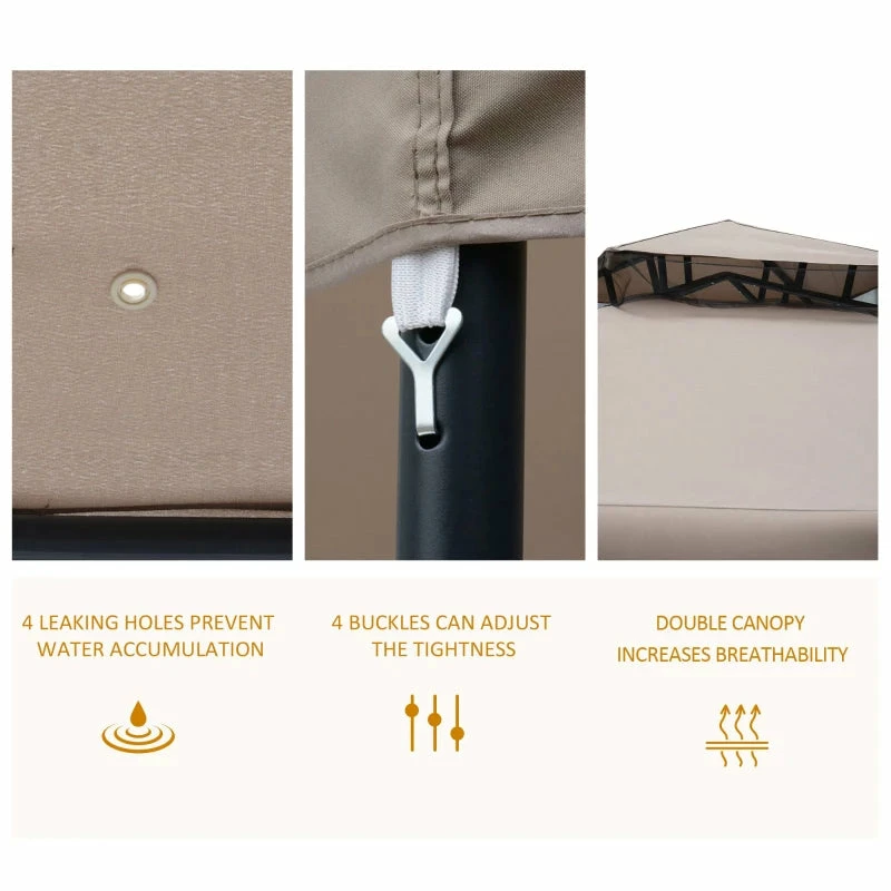 Outsunny Outdoor Gazebo 295L X 295W X 263Hcm-Taupe 7 Outsunny Outdoor Gazebo 295L X 295W X 263Hcm-Taupe - Image 5