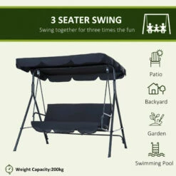 Outsunny Swing Chair 3 Seater - Black -OUTSUNNY Shop RXE7561876a47abab jpg