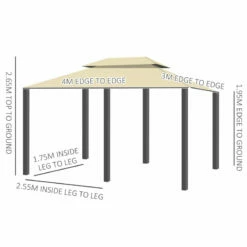 Outsunny Metal Gazebo 4m X 3(m) Beige -OUTSUNNY Shop RmCa121837907463f jpg