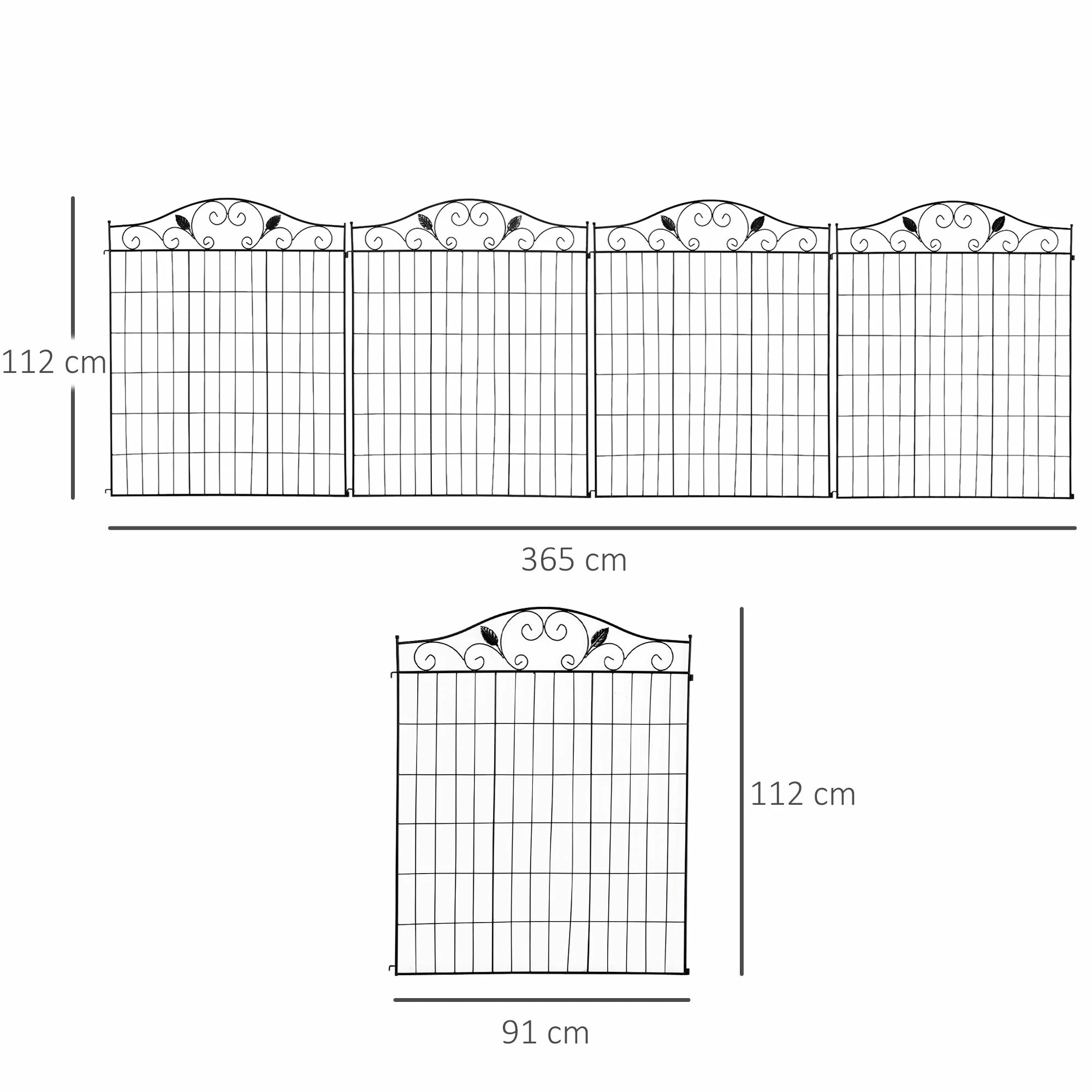 Outsunny Garden Decorative Fence Panels 44in X 12ft 5 Outsunny Garden Decorative Fence Panels 44in X 12ft - Image 3