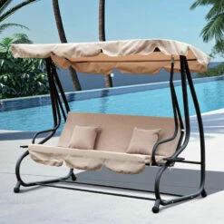 Outsunny 2-in-1 Garden Swing Chair - Light Brown -OUTSUNNY Shop STM6ff188fbaaea2c jpg