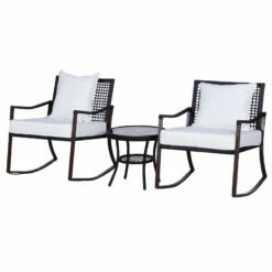 Outsunny-Rattan Rocking Chair Set