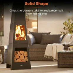 Tower Obelisk Wood Burner - Black -OUTSUNNY Shop T978509 05