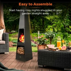 Tower Obelisk Wood Burner - Black -OUTSUNNY Shop T978509 06