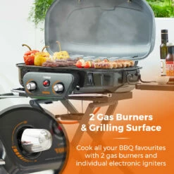 Tower Tourer Two Burner Portable Gas BBQ - Grey -OUTSUNNY Shop T978522 03