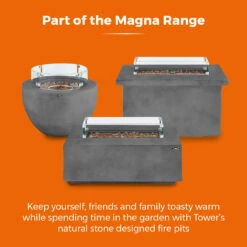 Tower Magna Rectangular Gas Fire Pit Tall - Grey -OUTSUNNY Shop T978529 09