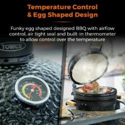 Tower Kamado Maxi Ceramic Charcoal BBQ - Black 15 Tower Kamado Maxi Ceramic Charcoal BBQ - Black -OUTSUNNY Shop T978531 05