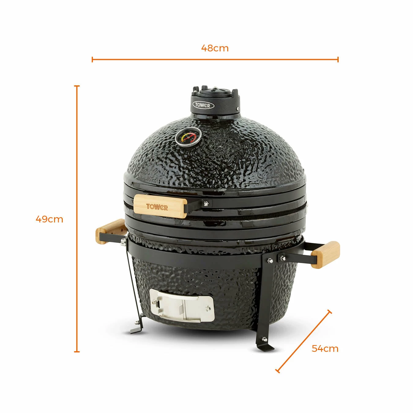 Tower Kamado Maxi Ceramic Charcoal BBQ - Black 10 Tower Kamado Maxi Ceramic Charcoal BBQ - Black - Image 8