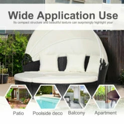 Outsunny Outdoor Daybed With Cushions - Black -OUTSUNNY Shop THd7561803f6e7a45 jpg