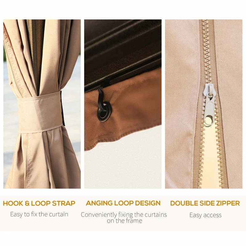 Outsunny Hardtop Gazebo With Curtains 3 X 4m - Brown 9 Outsunny Hardtop Gazebo With Curtains 3 X 4m - Brown - Image 7