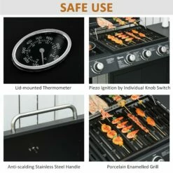 Outsunny Gas Burner Barbecue Grill 3+1 Burner Garden BBQ Trolley W/ Side Burner Warming Rack Side Shelves Storage Cabinet Piezo Ignition Thermometer 110x50x100cm 16 Outsunny Gas Burner Barbecue Grill 3+1 Burner Garden BBQ Trolley W/ Side Burner Warming Rack Side Shelves Storage Cabinet Piezo Ignition Thermometer 110x50x100cm -OUTSUNNY Shop ThH0ff17dc22f05e5 56890c40 8679 470d ac9f a4e709c49891