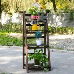 Outsunny 4-Tier Wooden Plant Shelf Foldable Flower Pots Holder Stand -OUTSUNNY Shop Tkx6ff17ee2cf0313 abd74091 9ea3 4cd1 9bc6 80ff9ac3c2a7