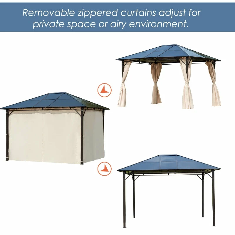 Outsunny Hardtop Gazebo 3.6m X 3m - Brown 6 Outsunny Hardtop Gazebo 3.6m X 3m - Brown - Image 4